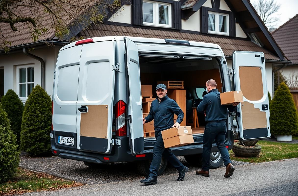 Team von LV Transporte lädt Möbel für eine Entrümpelung in Schwabach auf den Transporter