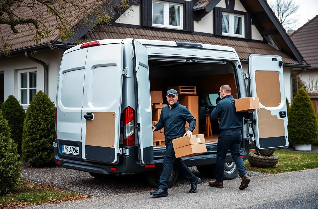 Team von LV Transporte lädt Möbel für eine Entrümpelung in Schwabach auf den Transporter