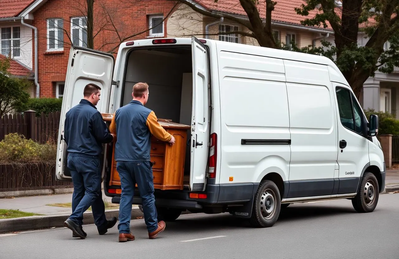 Team von LV Transporte lädt Sperrmüll in Nürnberg auf einen Transporter